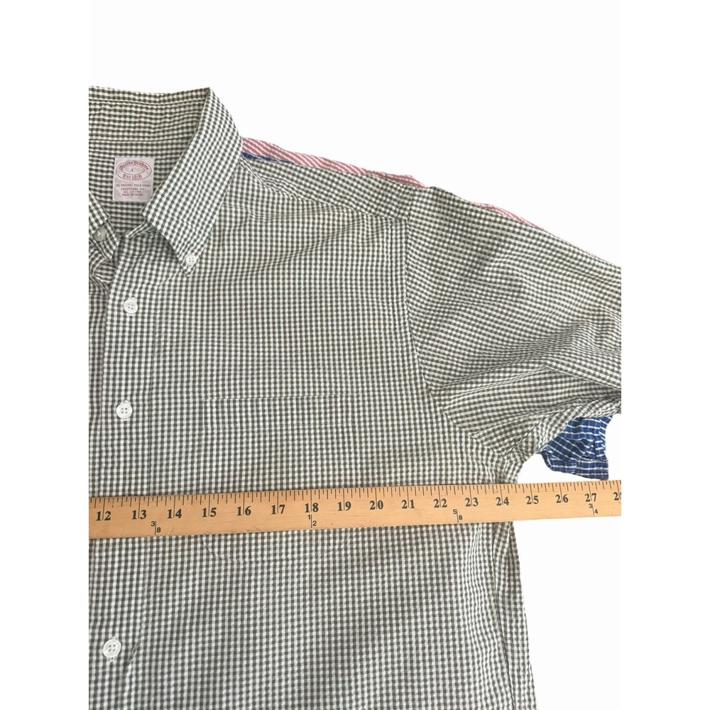 Brooks Brothers Shirts Men's Large Seersucker Lot Of Three Red Green Blue GGG2-9 - Picture 6 of 14